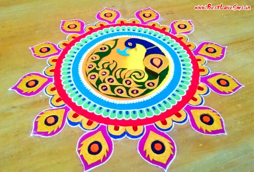 Rangoli Designs With Peacock 