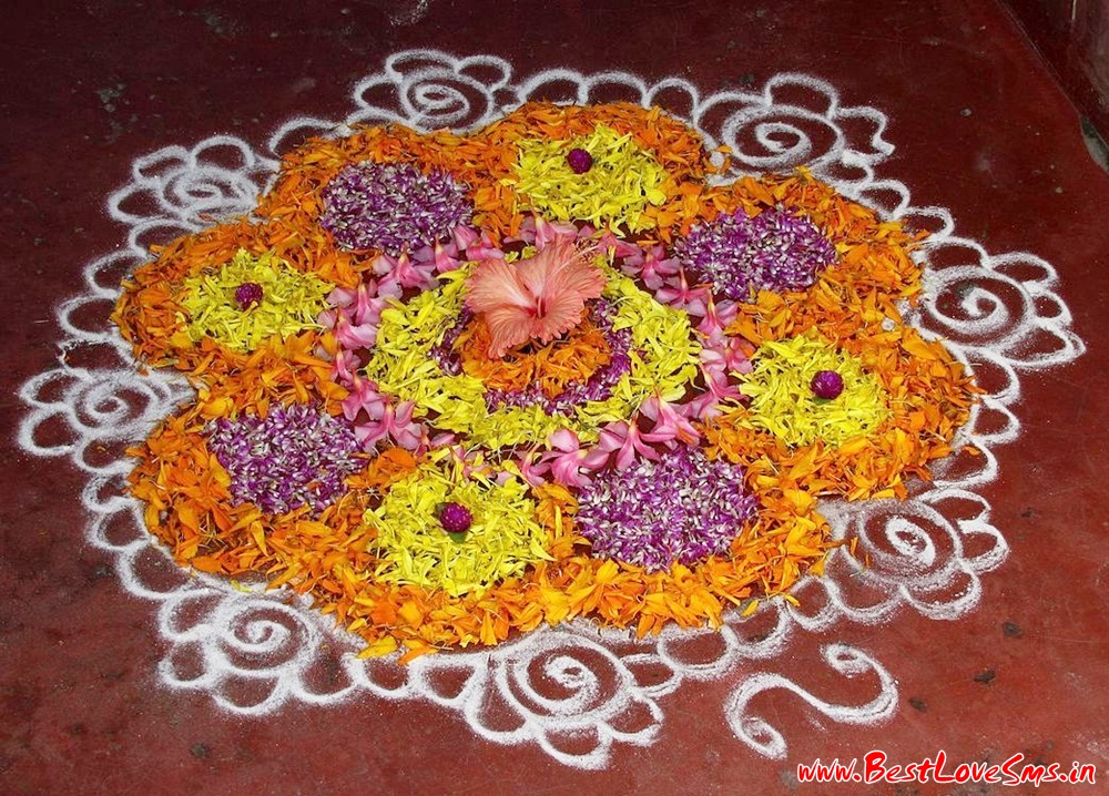 Free Hand Flower Rangoli Designs