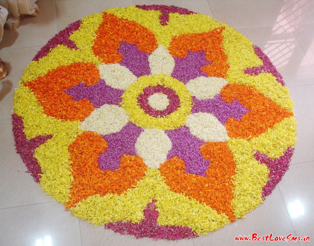 Rangoli Designs with Flowers Beautiful Simple & Easy HD Images