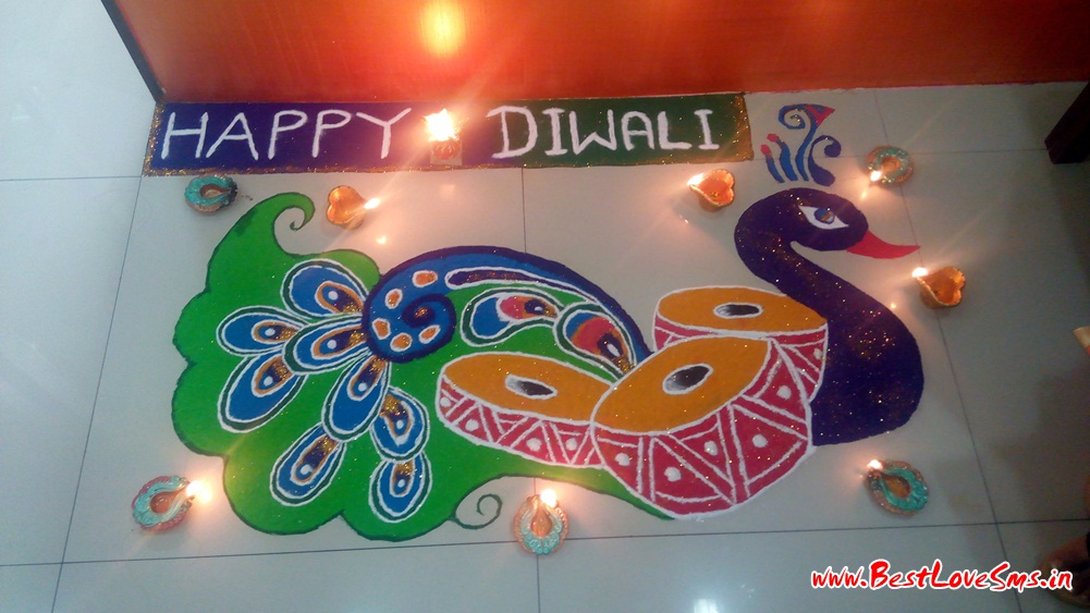 Peacock Rangoli Designs For Diwali