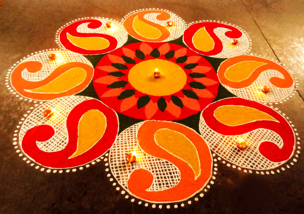 Diwali Rangoli Pattern with Deepak