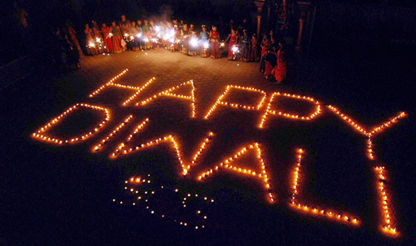 Happy Diwali Image with Diya's Light