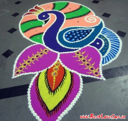Peacock Rangoli Designs For Diwali