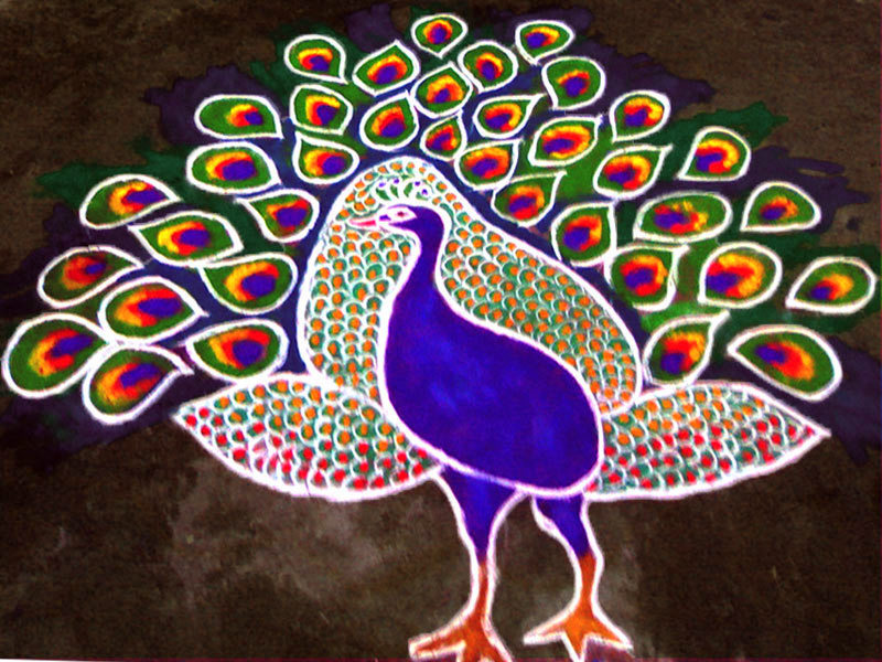 Peacock Design Rangoli Image