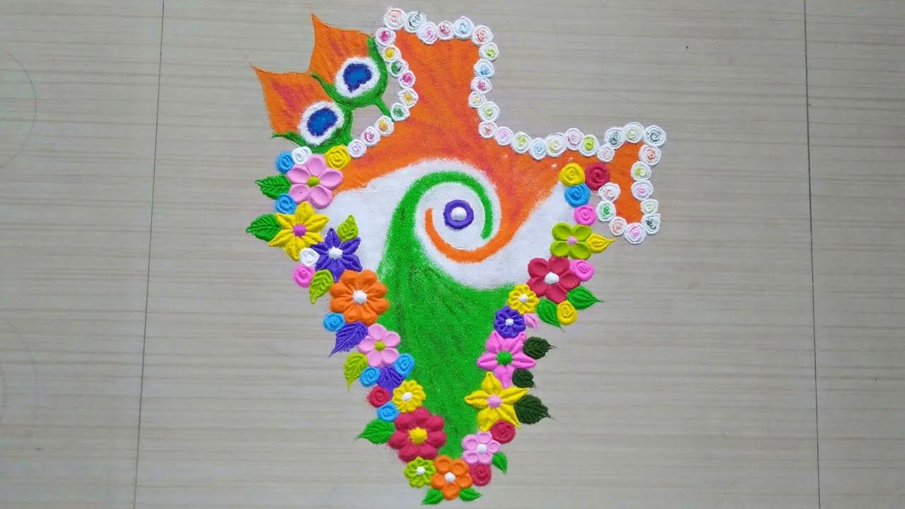 Colourful Patriotic Rangoli Design for Independence Day