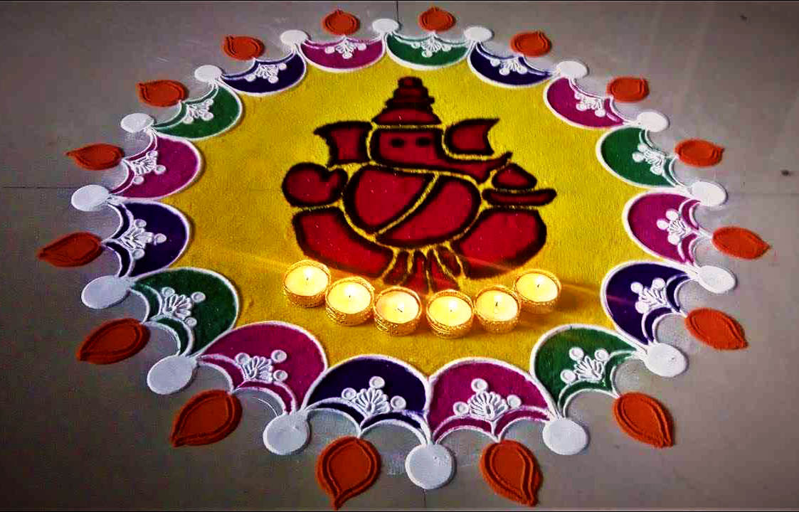 Beautiful Lord Ganesh Rangoli Designs for Easy and Simple to Make