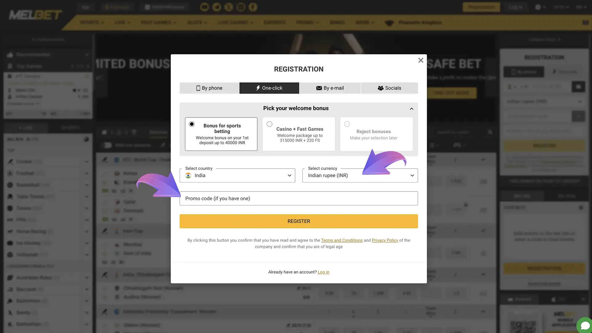 Melbet রেজিস্ট্রেশন ফর্মটি সাবধানে পূরণ করুন এবং এটিকে দুবার চেক করতে ভুলবেন না।