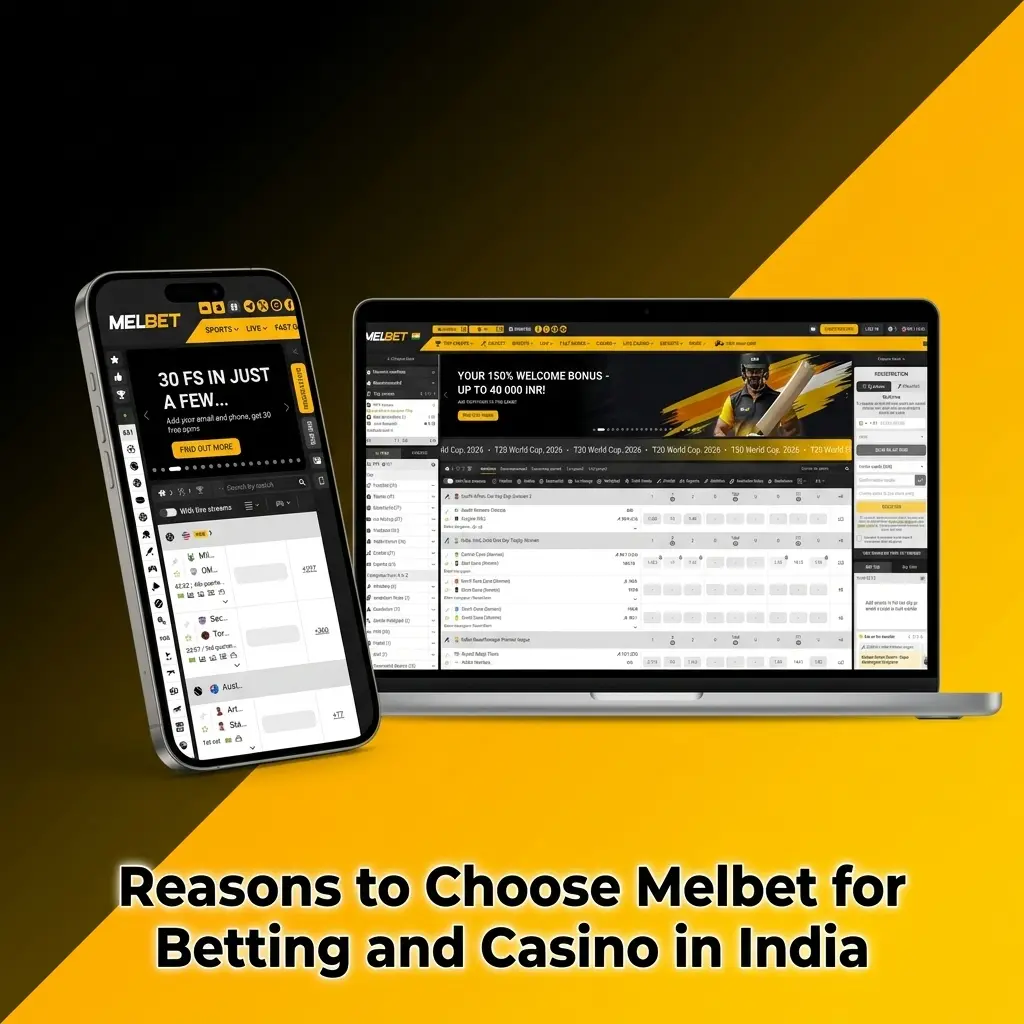 Melbet India betting platform offering sports, casino games, UPI payments, mobile app, and 150% welcome bonus up to 40000 INR