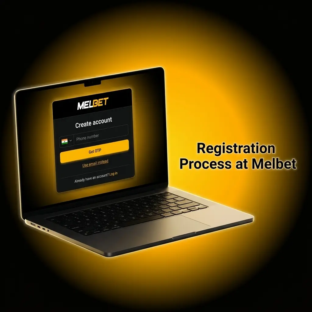Melbet registration process steps showing sign-up form for sports betting and casino access with INR transactions