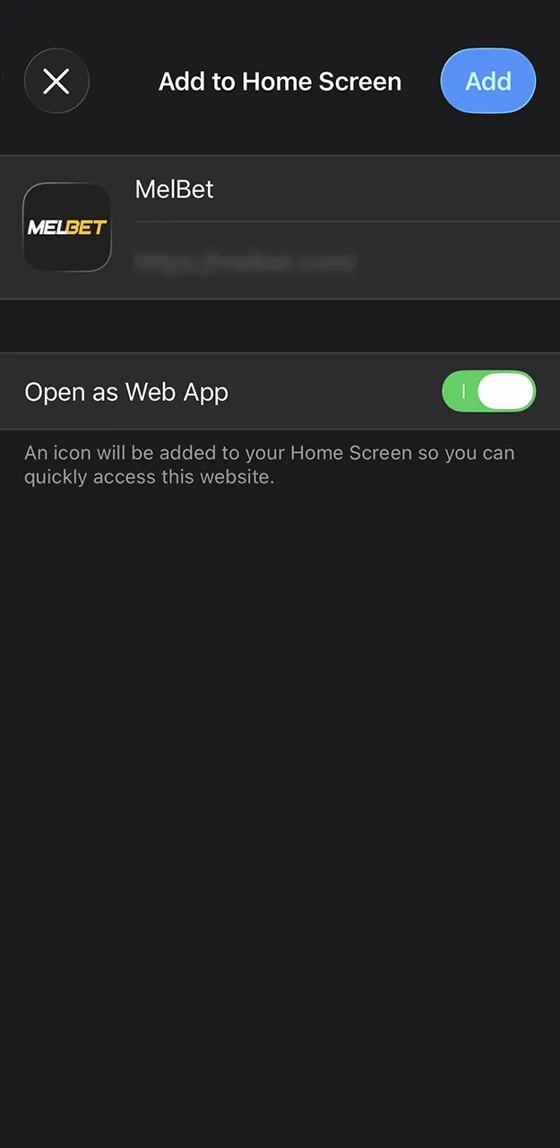 Complete the installation of the Melbet app on your iOS device.